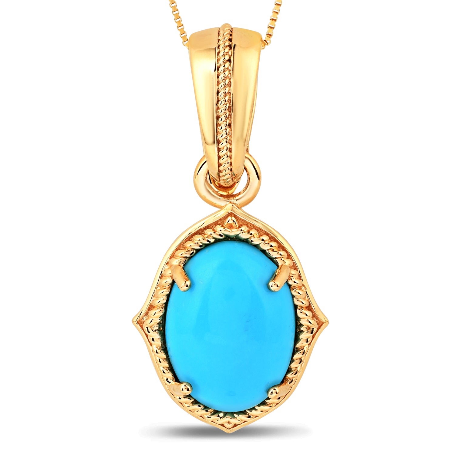 Women's 14K Yellow Gold Sleeping Beauty Turquoise Necklace