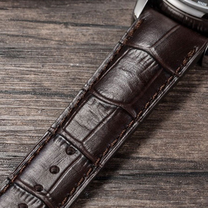 Swiss-made 7 Time Zones Watch (Brown Leather with Rose Gold-finish)