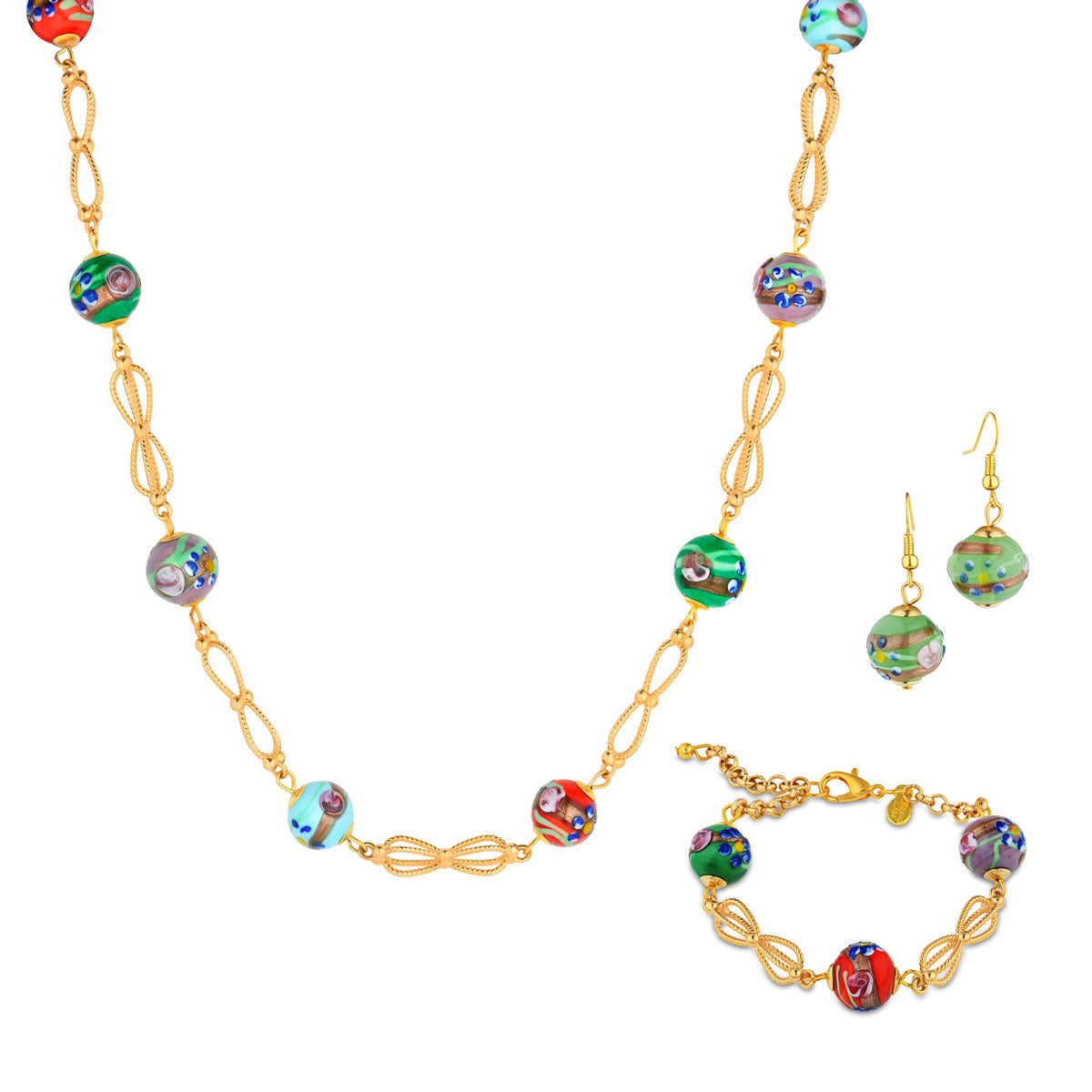 Francesca Murano Glass Necklace, Bracelet and Earring