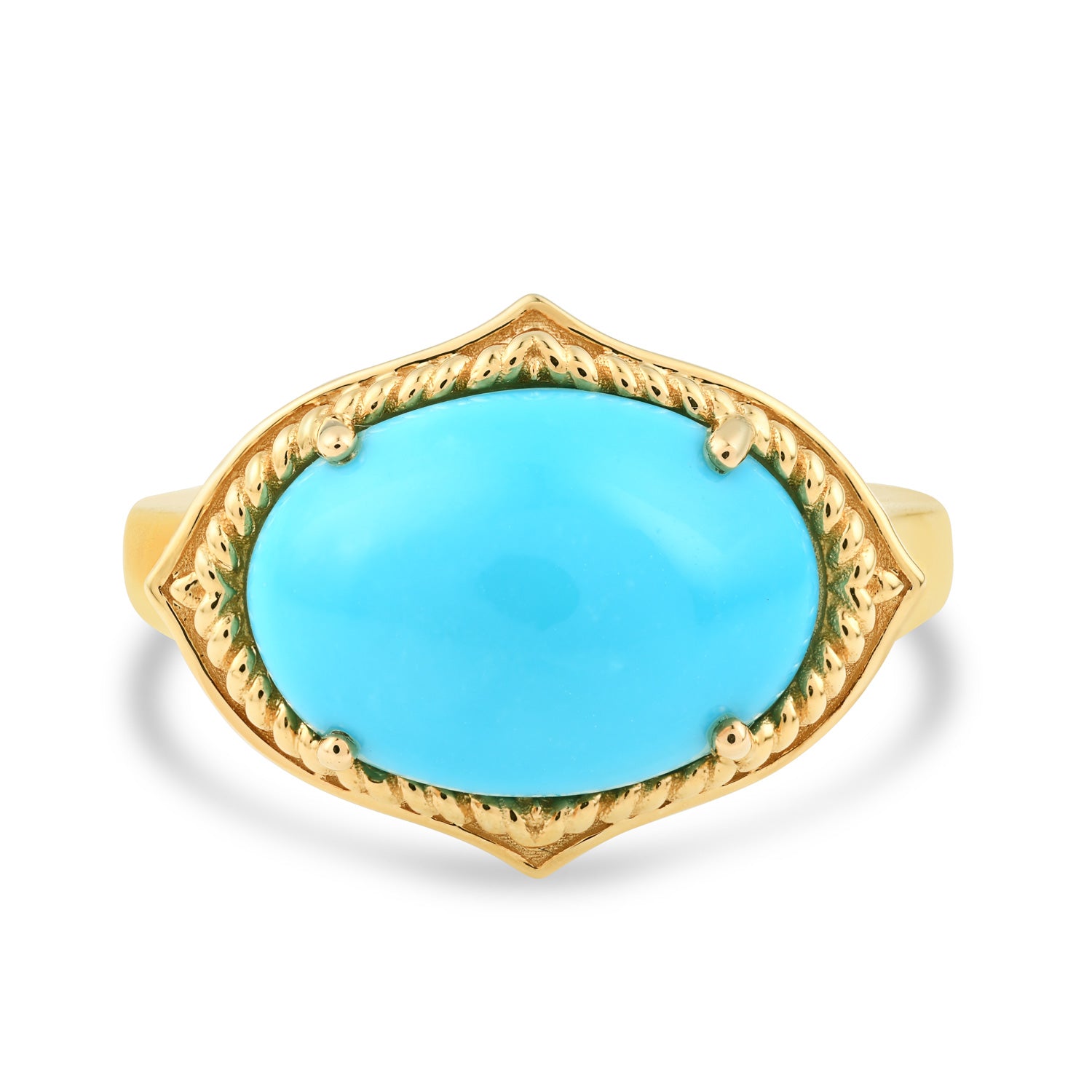 Women's 14K Yellow Gold Sleeping Beauty Turquoise Ring-Front
