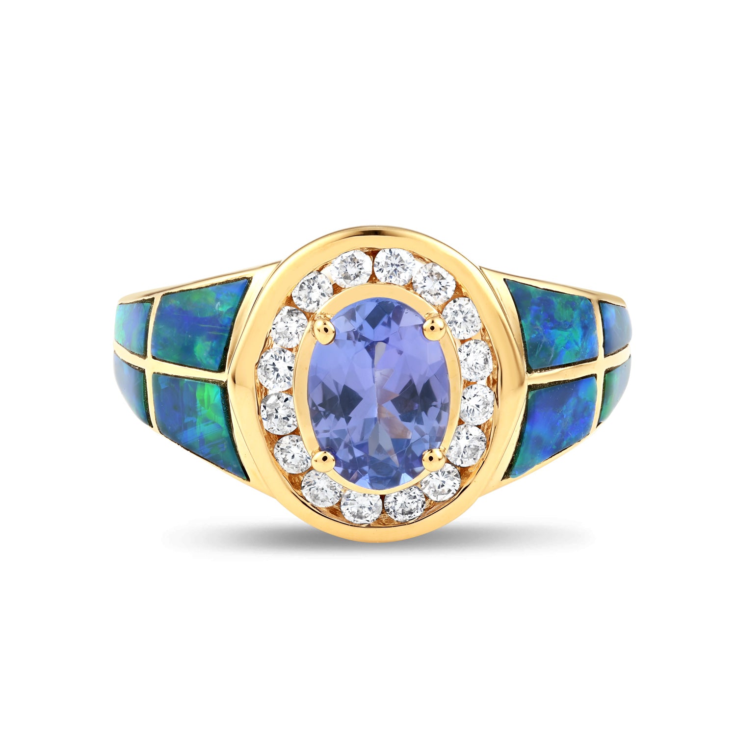 Women's 14K Yellow Gold Tanzanite and Opal Ring