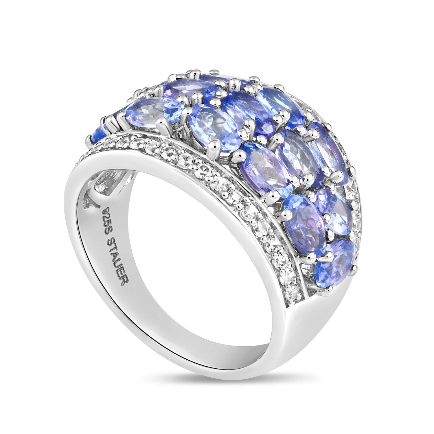 Women's Sterling Silver Tanzanite & White Zircon Ring