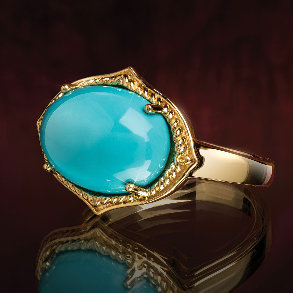 Women's 14K Yellow Gold Sleeping Beauty Turquoise Ring