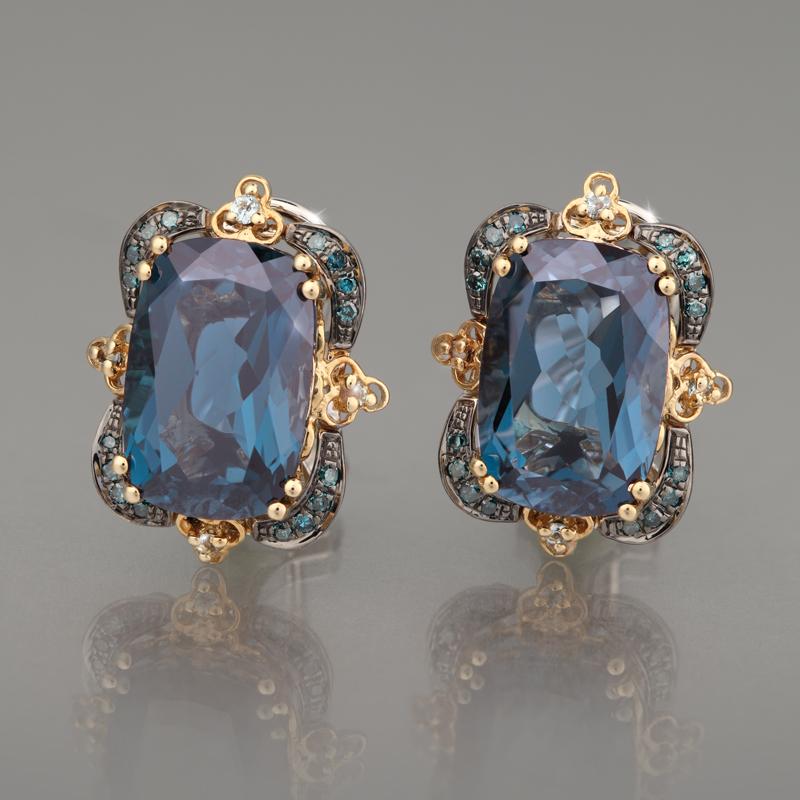 London Blue Topaz and Blue Diamond Earrings