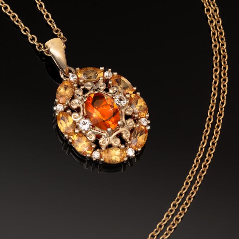 Fire Opal and Spessartite Pendant