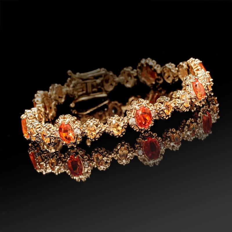 Fire Opal and Spessartite Bracelet