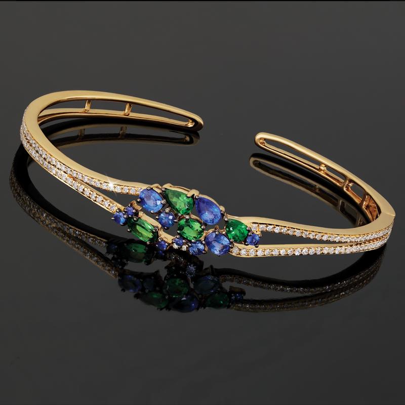 14K Gold Sapphire & Tsavorite Bracelet