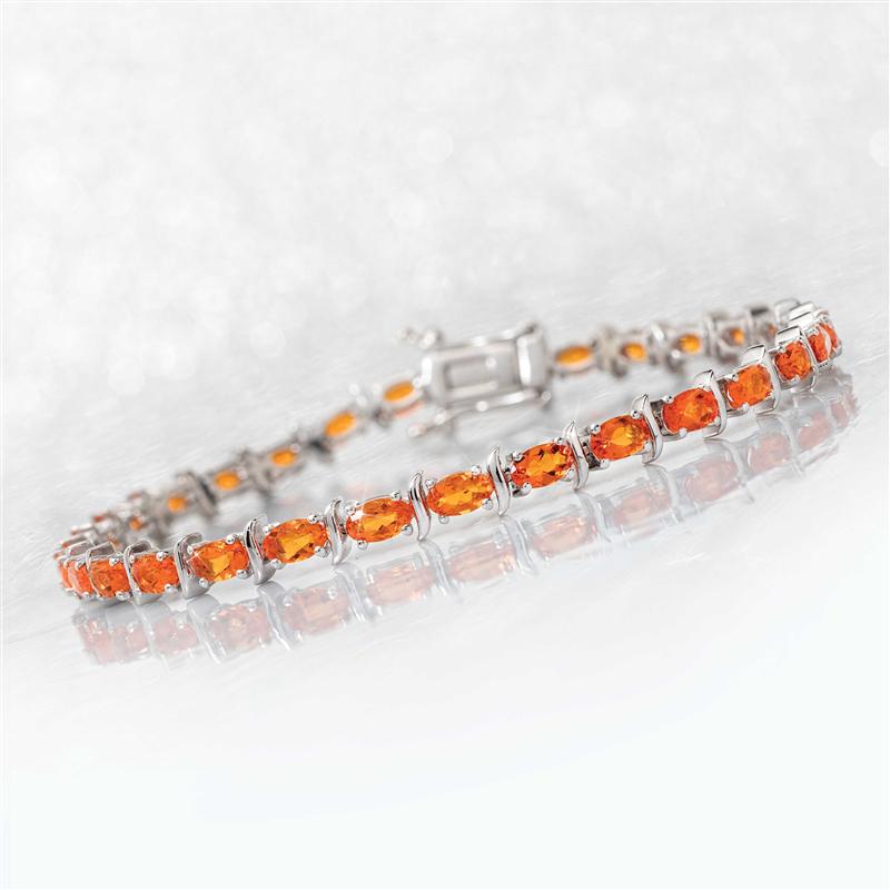 Sterling Silver Fire Opal Tennis Bracelet