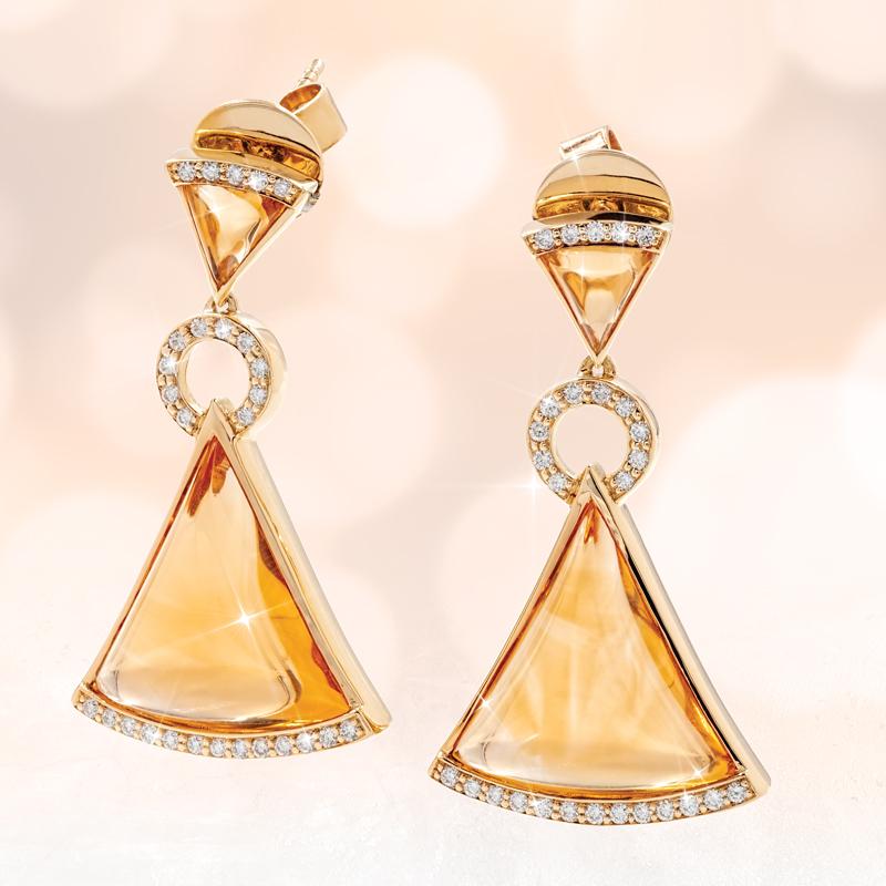 Fancy Citrine & White Sapphire Trillion Earrings