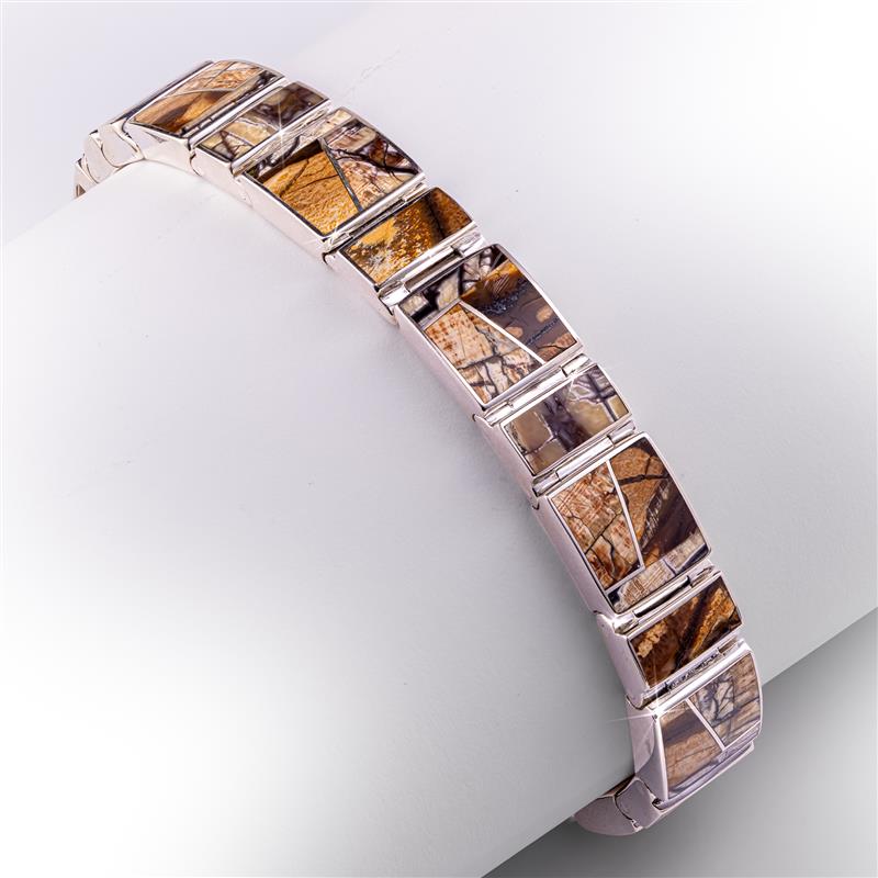 Men's Sterling Silver Fossilized Mammoth Bone Bracelet