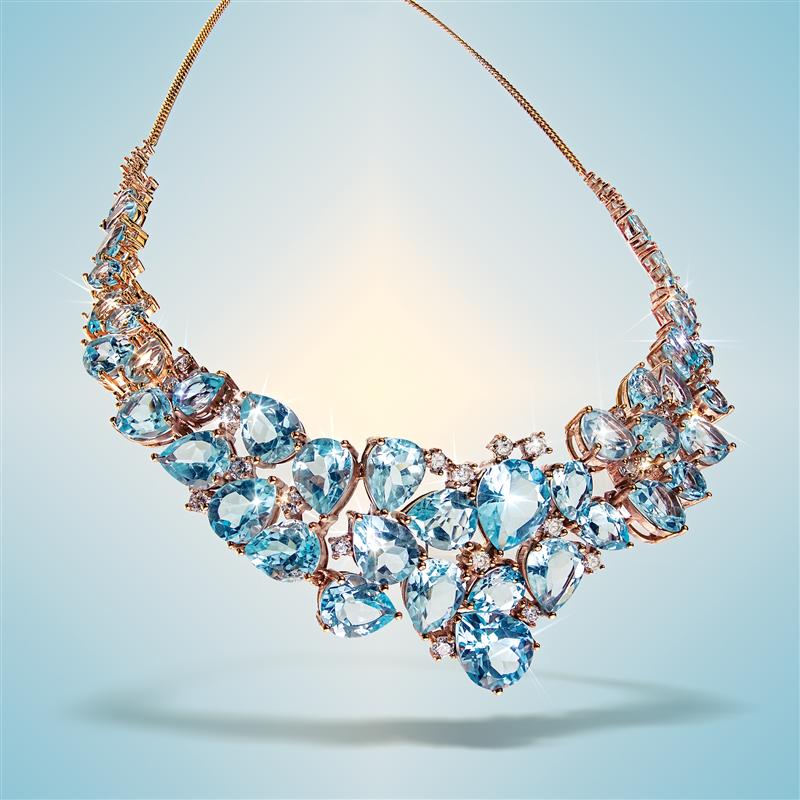 Pear-cut Blue Topaz Statement Necklace (72.84 ctw)