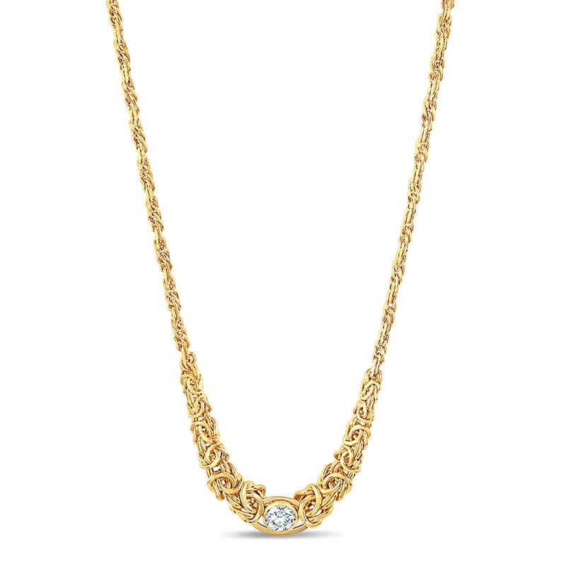 14K Yellow Gold Moissanite Byzantine Necklace (2 carat)