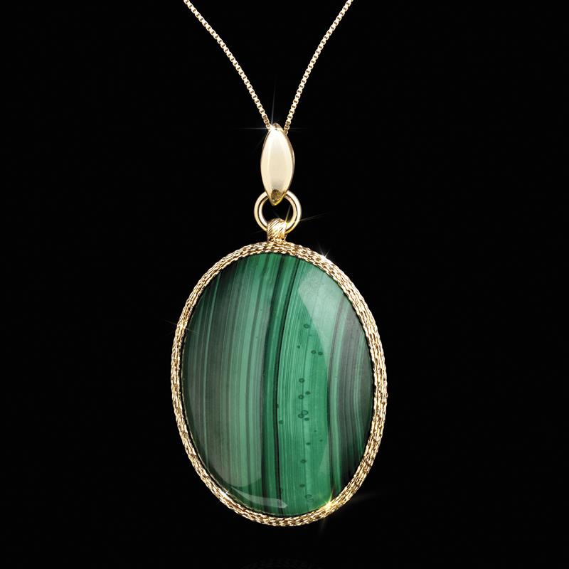 14K Yellow Gold Malachite Necklace