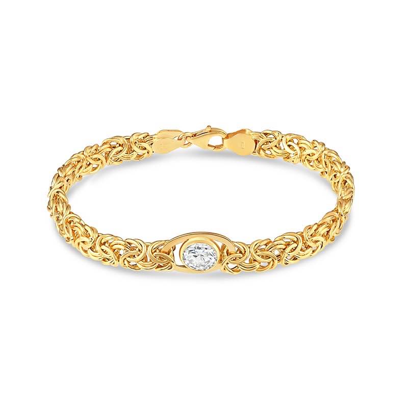 14K Yellow Gold  Moissanite Byzantine Bracelet