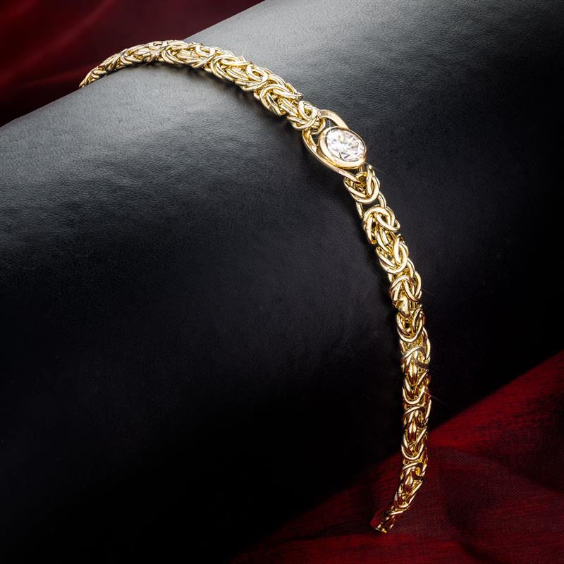 14K Yellow Gold  Moissanite Byzantine Bracelet