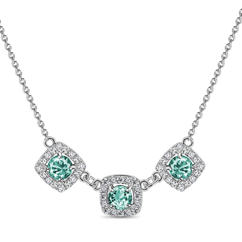 14K White Gold Alexandrite & Diamond Necklace