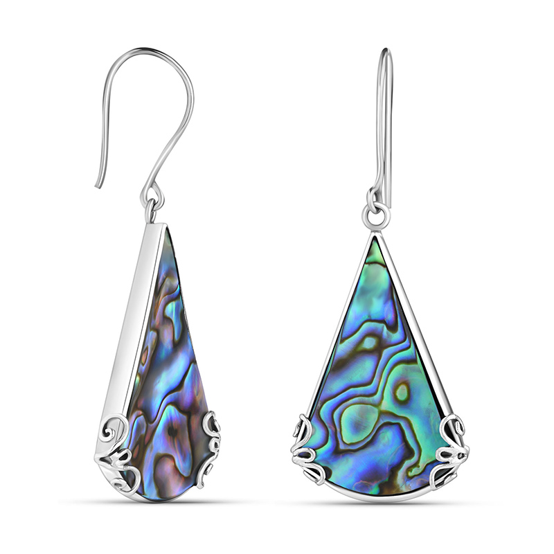 Sterling Silver Pear Shaped Abalone Earrings