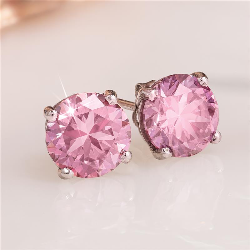 14K White Gold Pink Moissanite Earrings