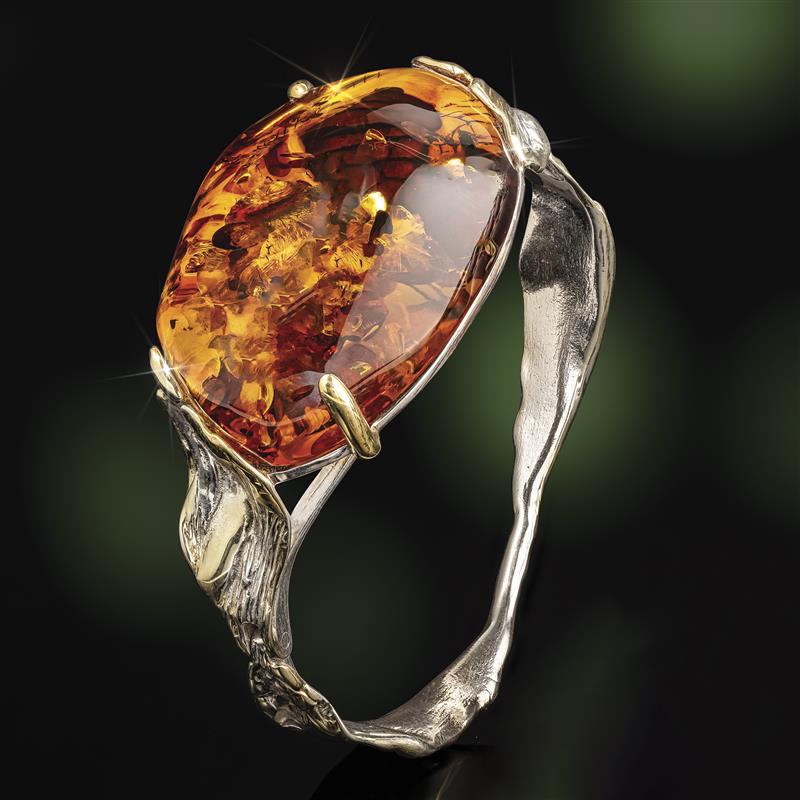 Sterling Silver Freeform Amber Bangle