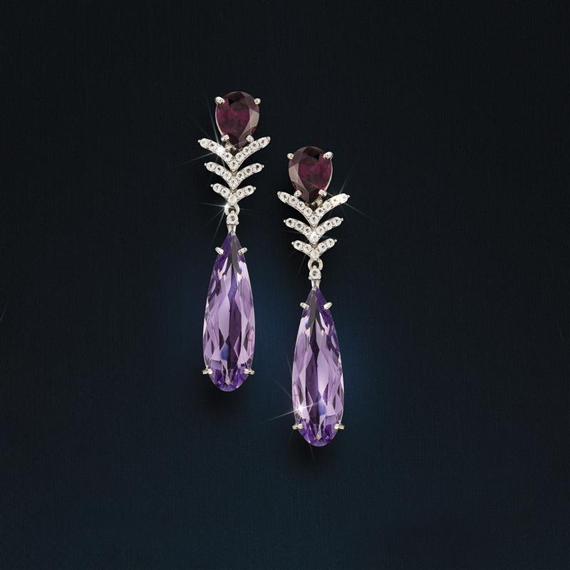 Amethyst & Rhodolite Garnet Earrings