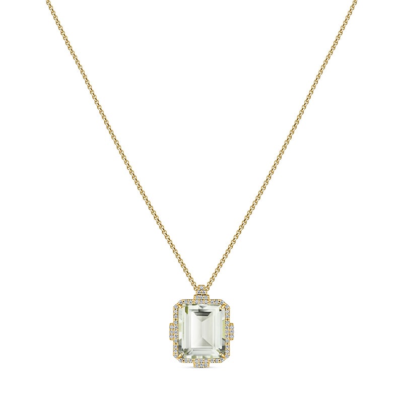 18k Yellow Gold-Vermeil Green Amethyst & White Topaz Necklace