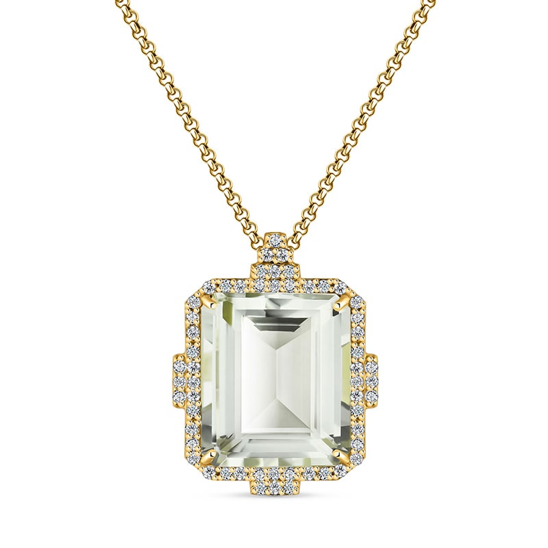 18k Yellow Gold-Vermeil Green Amethyst & White Topaz Necklace