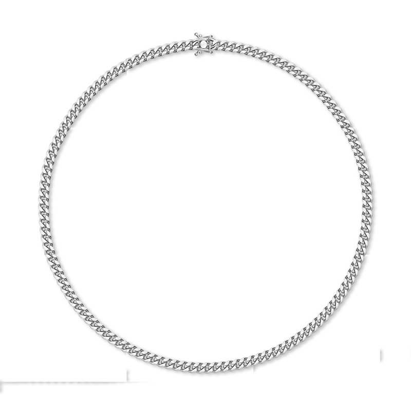 Rhodium Finished SS Cuban Necklace 24