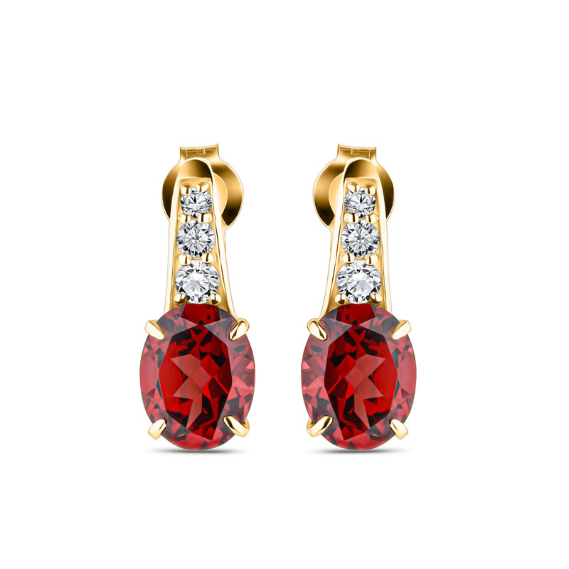 18k Yellow Gold Anthill Garnet and Diamond Earrings