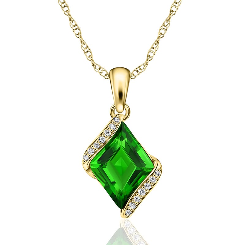 Green Helenite & Diamond Necklace