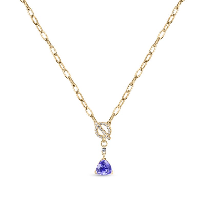 14k Yellow Gold Tanzanite and Diamond Necklace