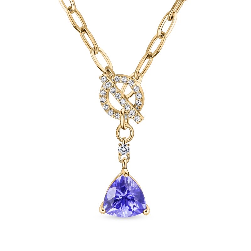 14k Yellow Gold Tanzanite and Diamond Necklace