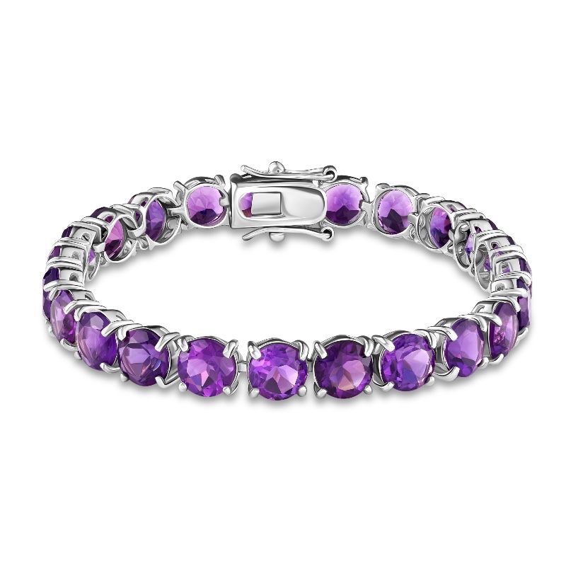STERLING AFRICAN AMETHYST BRACELET 29-9/10CTW