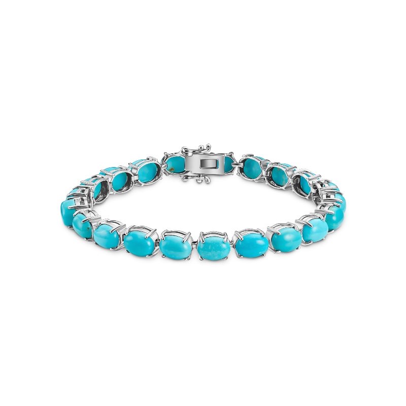 SS OVAL TURQUOISE BRACELET 23 9/10CTW