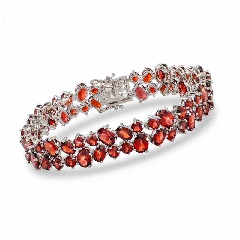 Sterling Silver Garnet Bracelet