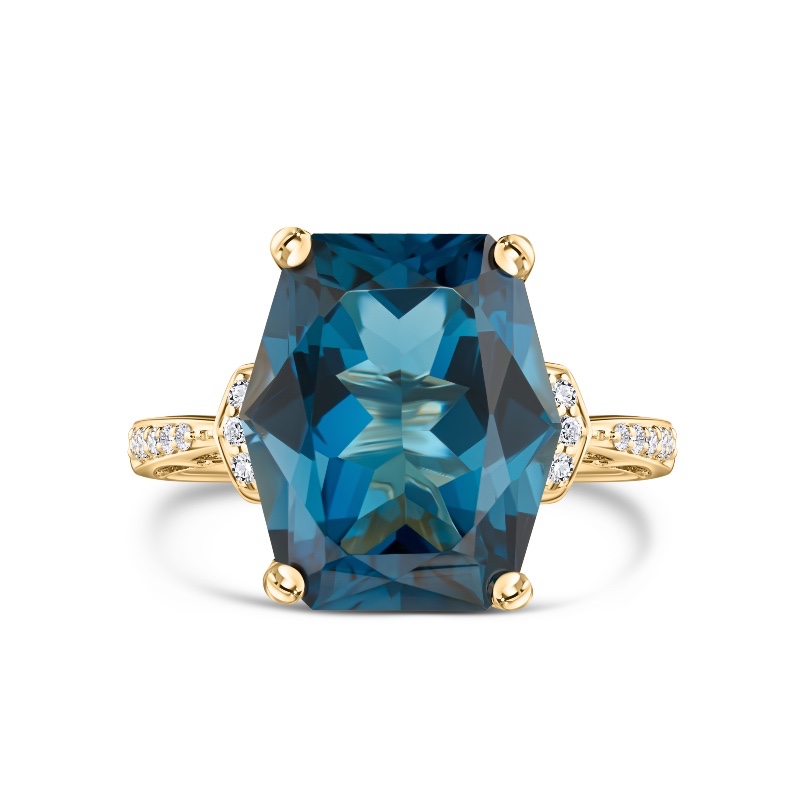 14k Gold Diver's London Blue Topaz Ring (9.52 ctw)