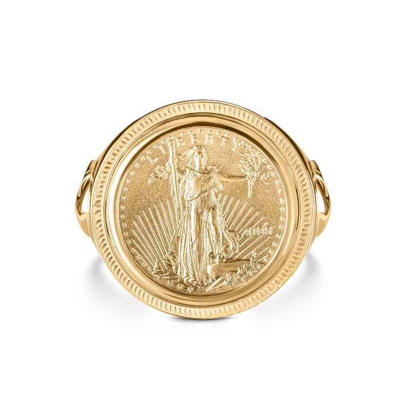 14k Yellow Gold American Eagle Coin Ring