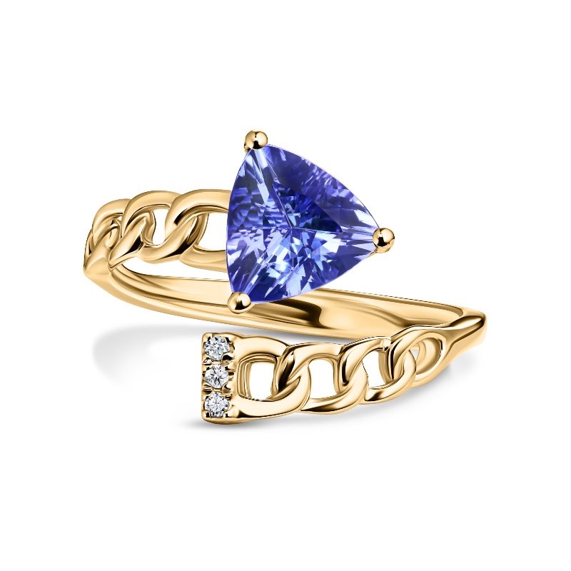 Yellow Gold Tanzanite and Diamond Ring