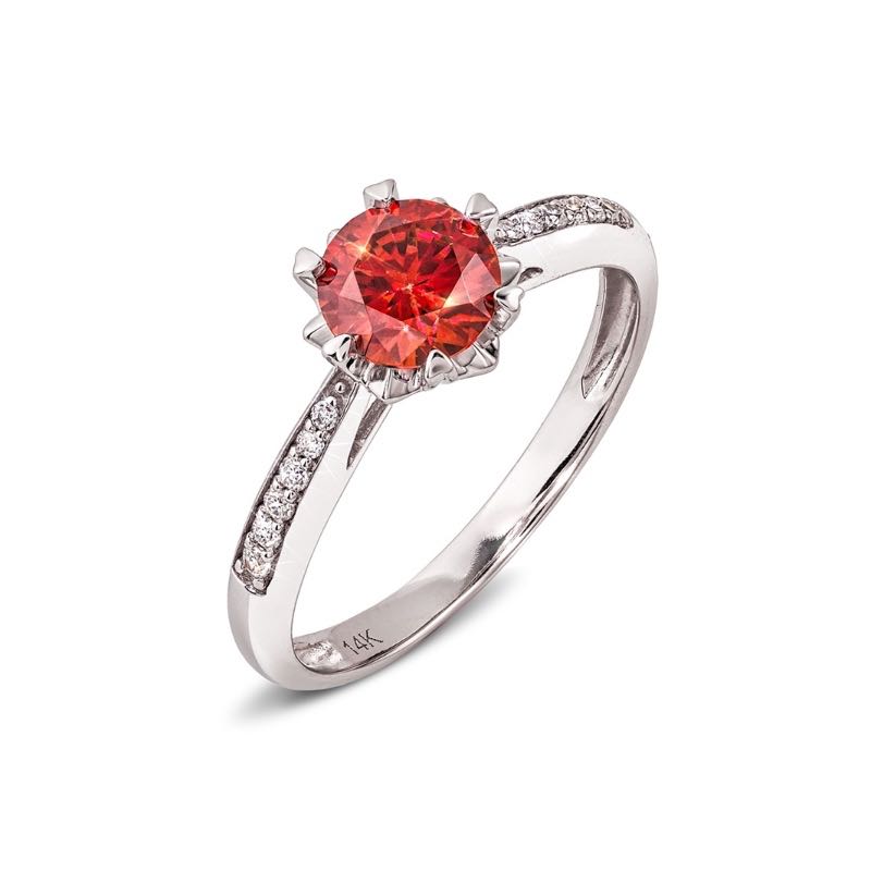 14K White Gold Red Moissanite Ring (1-5/8 ctw)