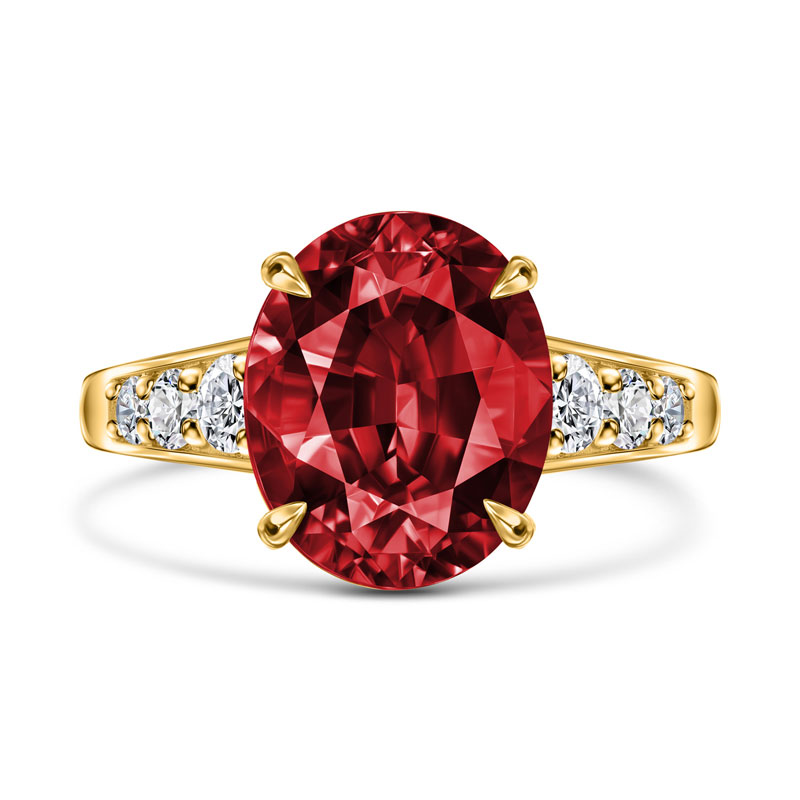 14k Yellow Gold Anthill Garnet & Diamond Ring