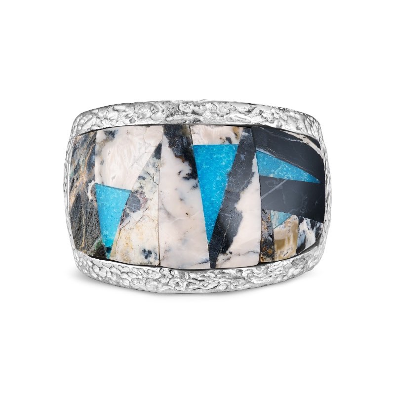 Sterling Silver White Buffalo and Sleeping Beauty Turquoise Ring