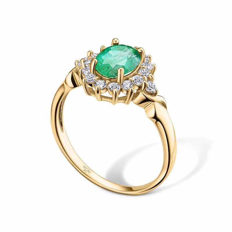 X-SS EMERALD & WHITE TOPAZ RING 1 5/8CTW